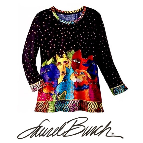 NEW Laurel Burch Canine Clan Top - Picture 1 of 8